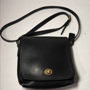 Coach 9076 Companion Flap Black Leather Shoulder Bag